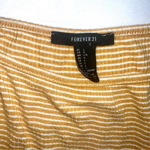 Forever 21 Juniors Size Large Spaghetti Straps Mustard Yellow Striped Dress - Picture 4 of 6